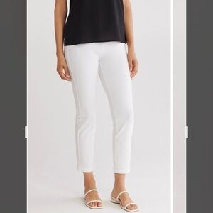 Eileen Fisher Washable Stretch Crepe Slim Ankle Pants in White Size PP